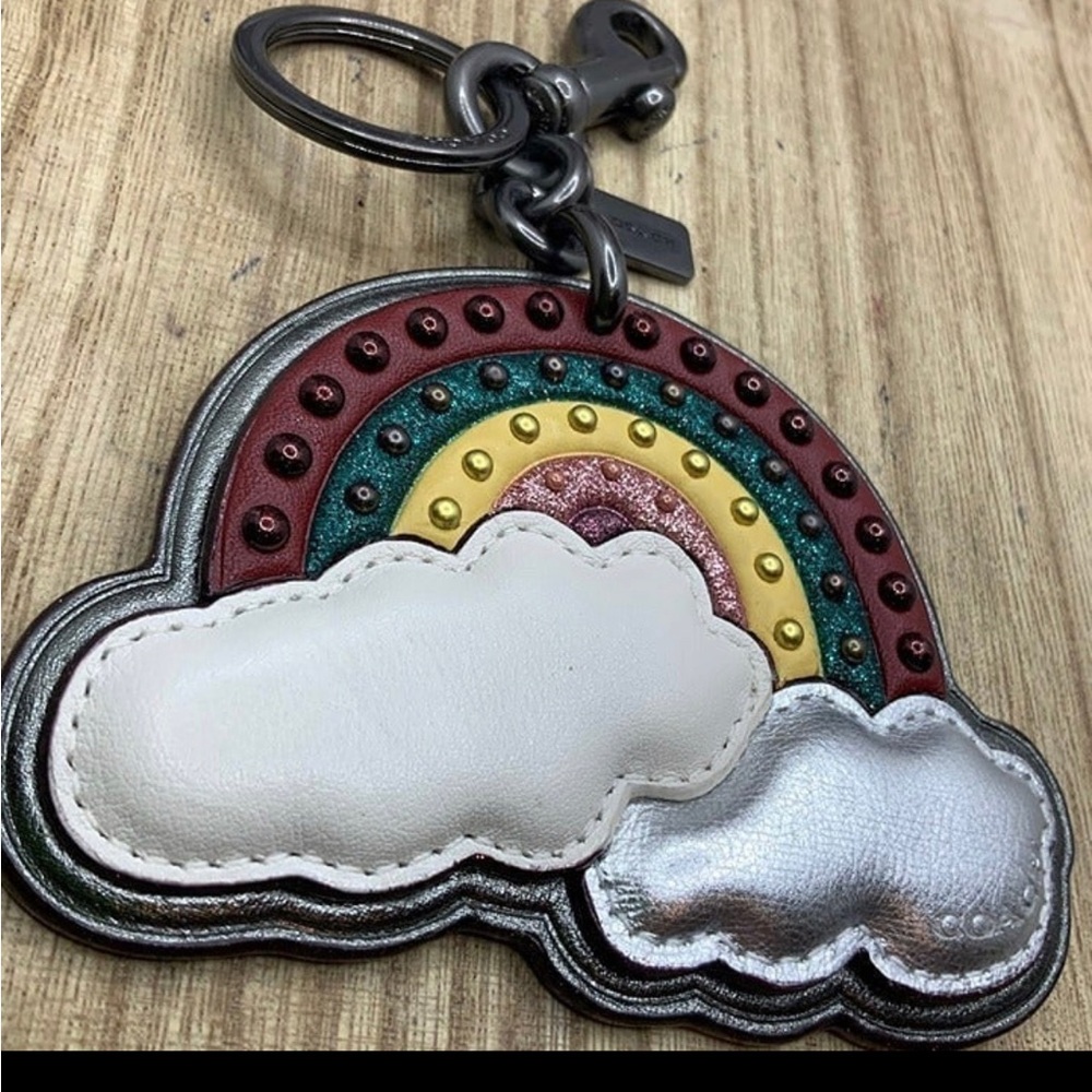Coach Studded Rainbow Cloud Keychain/ Bag Charm - Picture 6 of 7